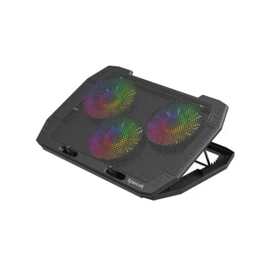 Cooler laptop Redragon Ingrid cu suprafață metalică extinsă și iluminare RGB pentru gaming