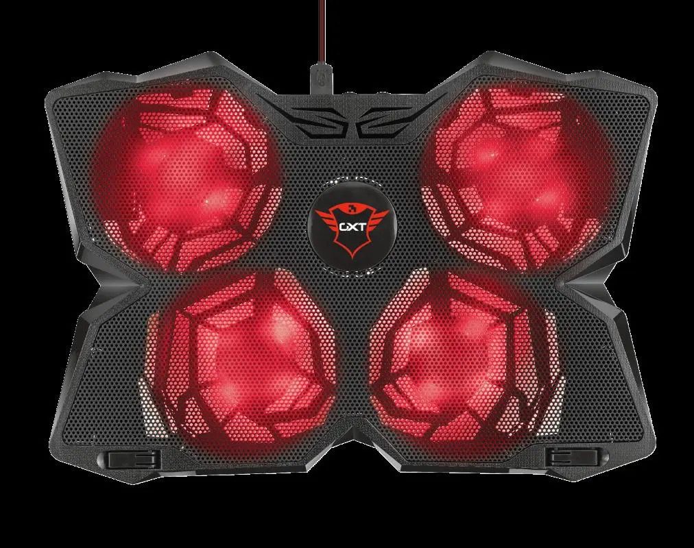 Cooler laptop Trust GXT 278 Yozu cu 4 ventilatoare iluminate roșu și control viteză